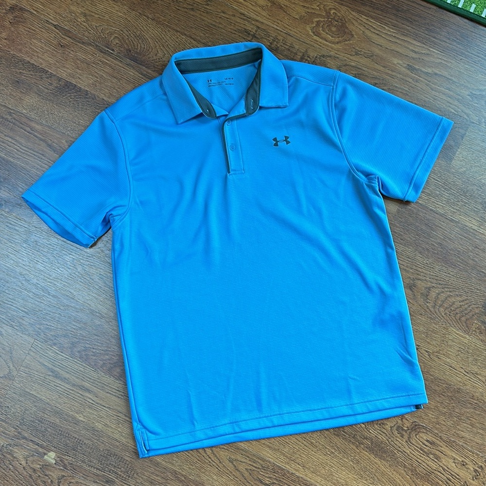 Under Armour HeatGear Blue and Grey Men’s Golf Polo, Large